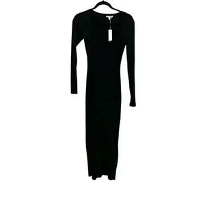 James Perse Long Maxi Dress Bodycon Women's Size 0 or XS Black Long Sleeve NWT